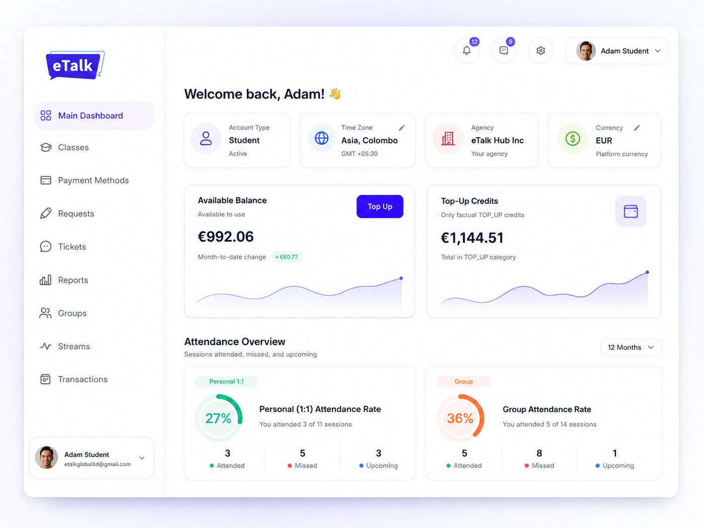 Student dashboard