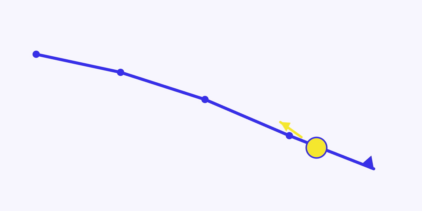 A declining market trend line with a lone player pushing against it